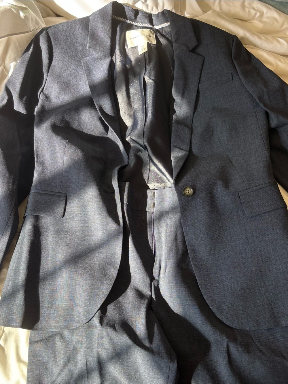 Banana Republic Navy Blue Single-Breasted Suit Jacket and Pants